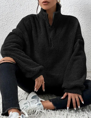 Laurette | Textured Half-Zip Sweatshirt