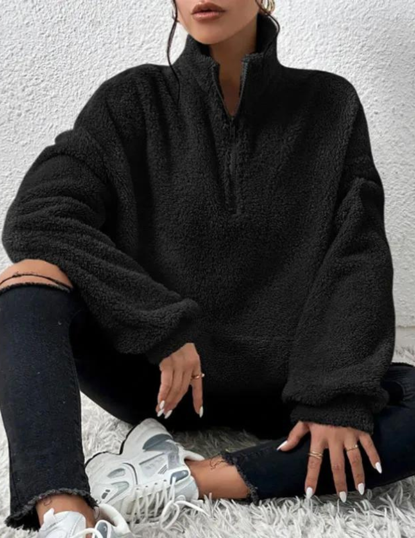 Laurette | Textured Half-Zip Sweatshirt