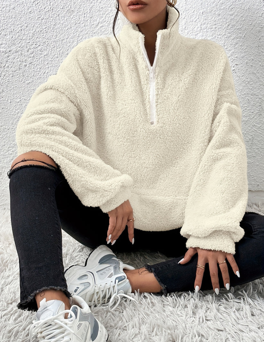 Laurette | Textured Half-Zip Sweatshirt