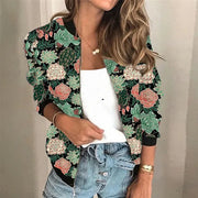 Dilys | Printed Zip-Front Lightweight Jacket in Green
