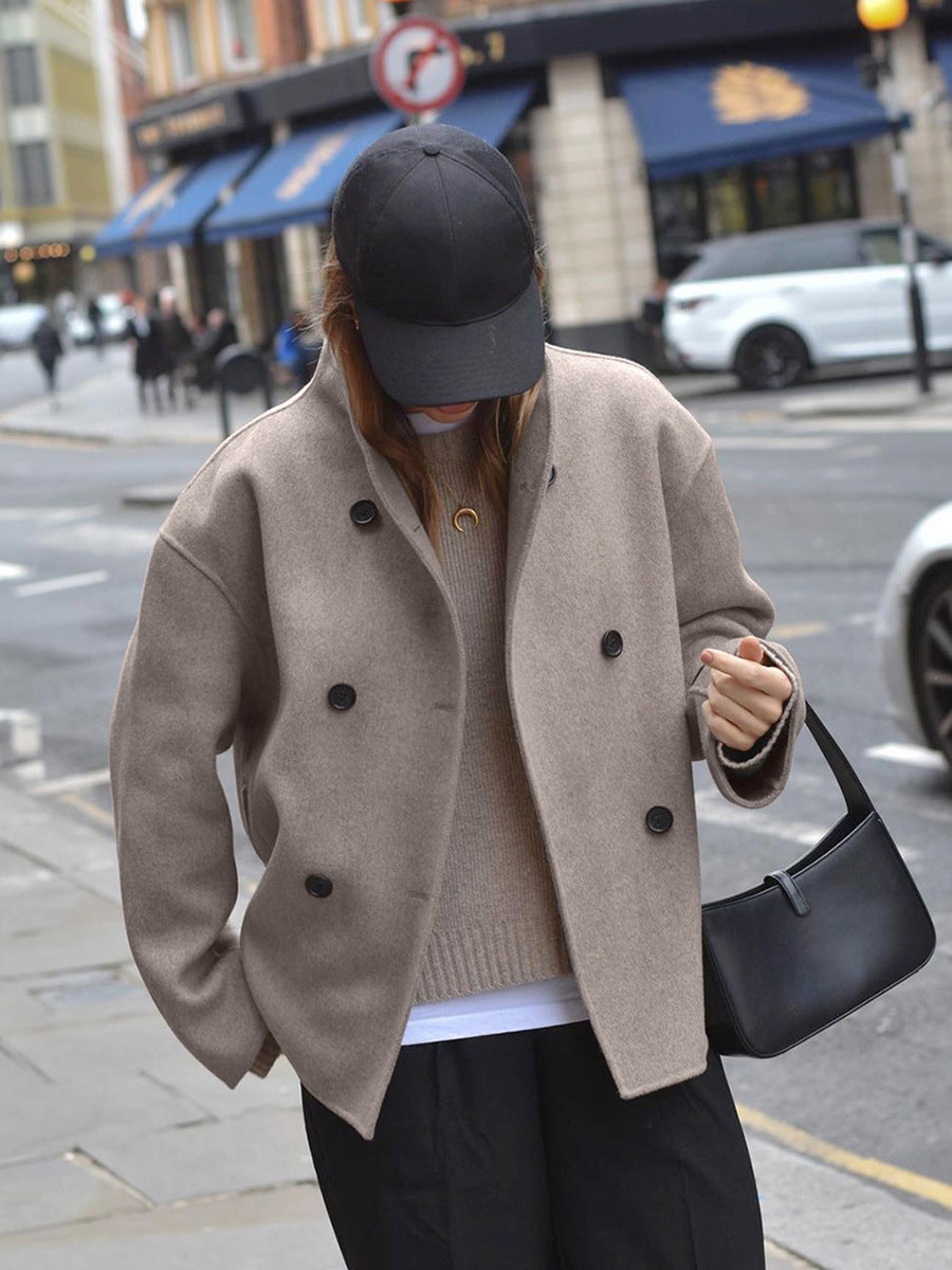 Deedee | Double-Breasted Stand-Collar Jacket