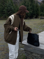 Winona | Contrast-Panel Varsity Jacket