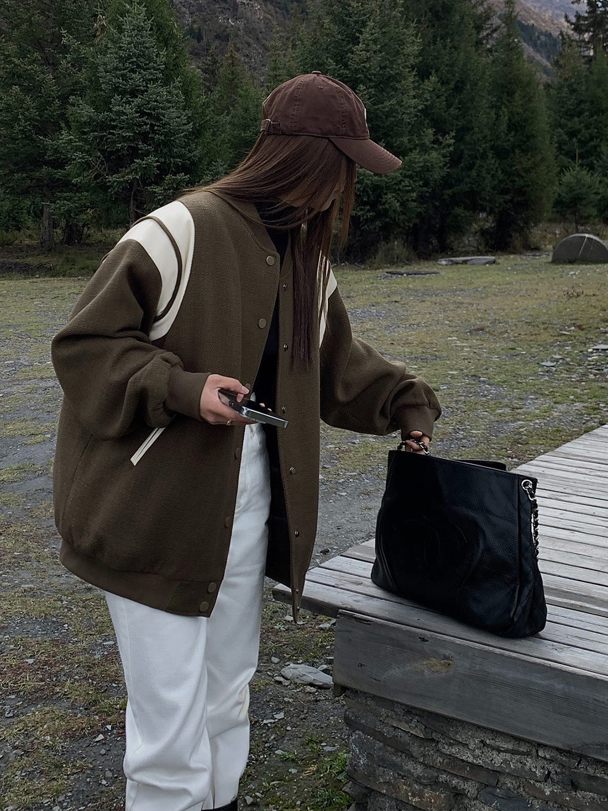 Winona | Contrast-Panel Varsity Jacket