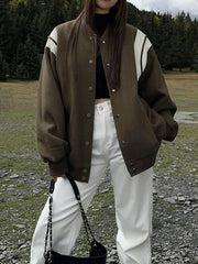 Winona | Contrast-Panel Varsity Jacket