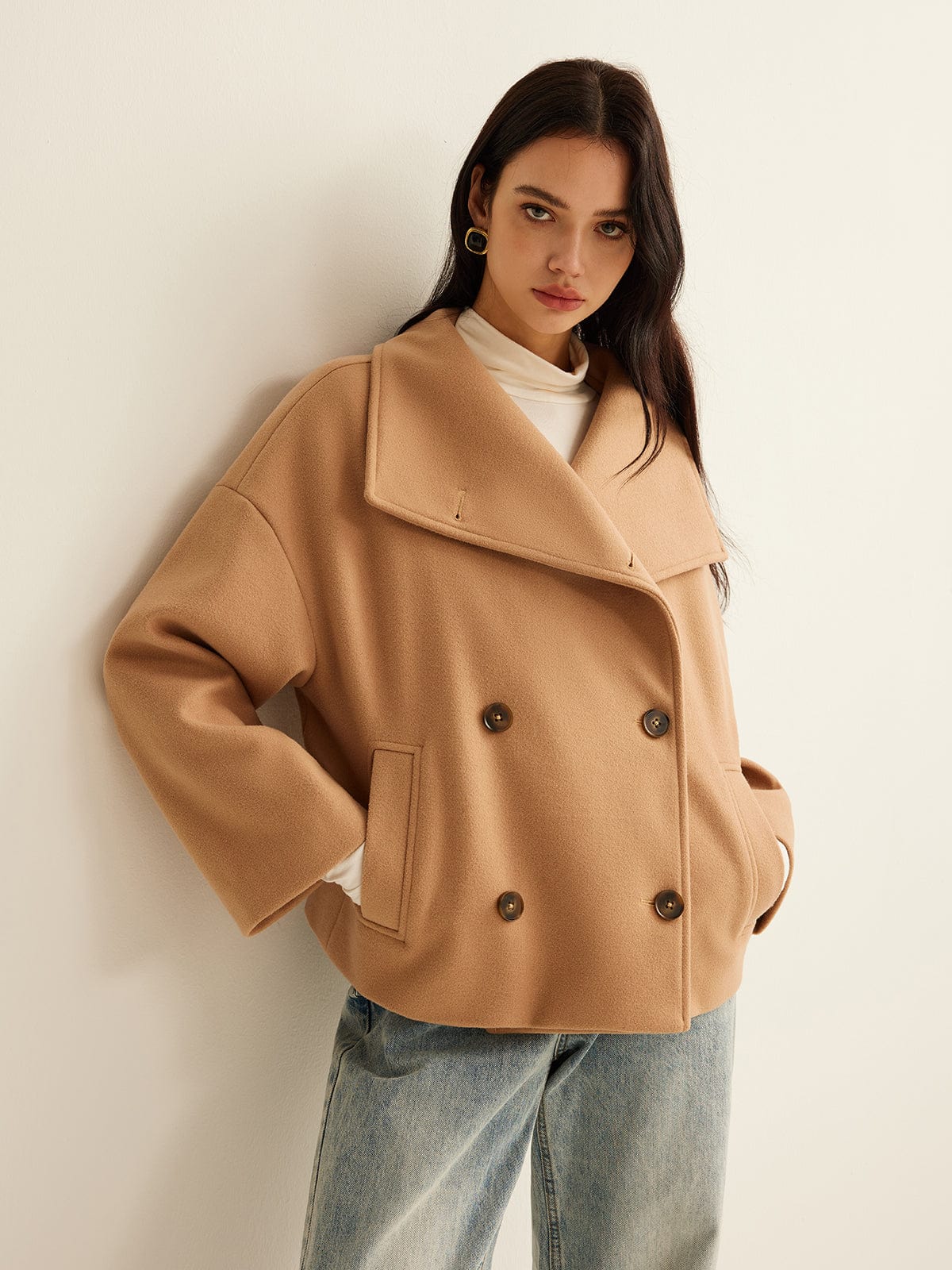 Maryellen | Wide-Collar Button Jacket
