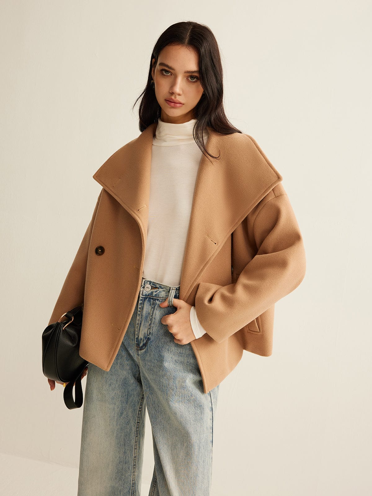 Maryellen | Wide-Collar Button Jacket