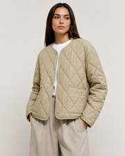 Shalonda | Collarless Quilted Zip Jacket