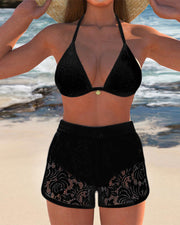 Laluna | Asymmetric Lace-Detail Bikini Set
