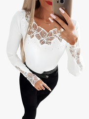 Johnsie | Lace-Neck Blouse