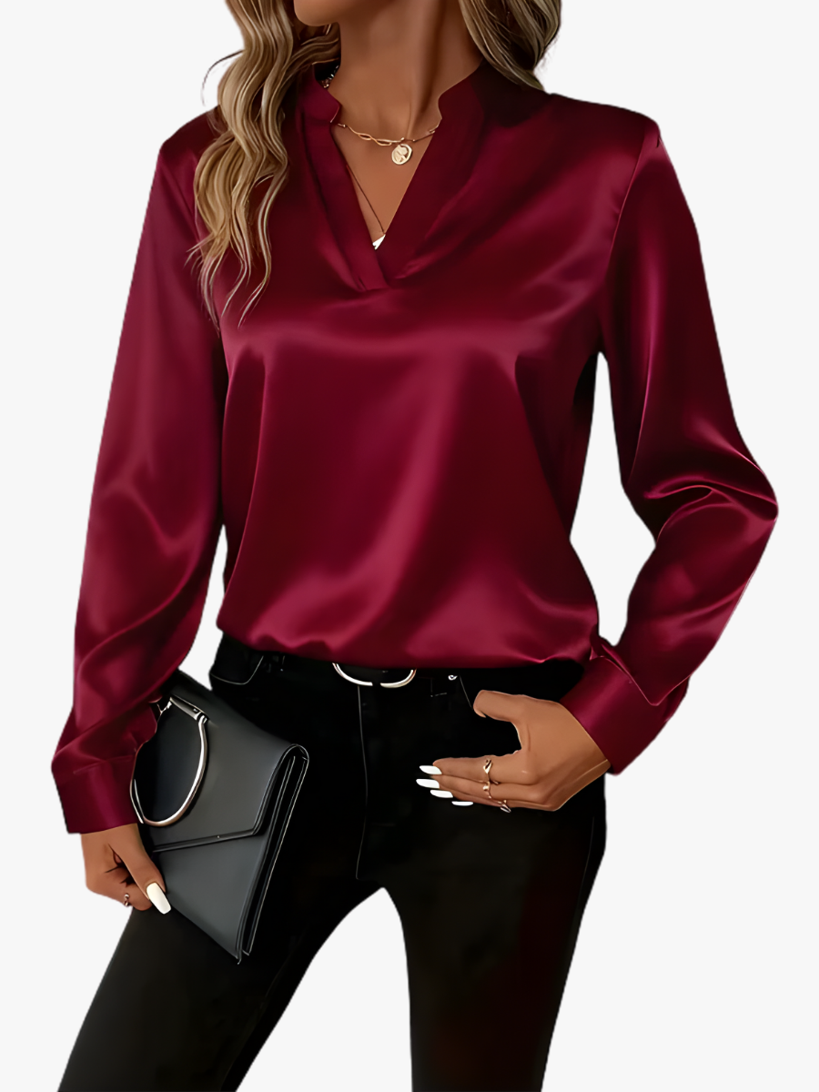 Teara | V-Neck Sheen Blouse