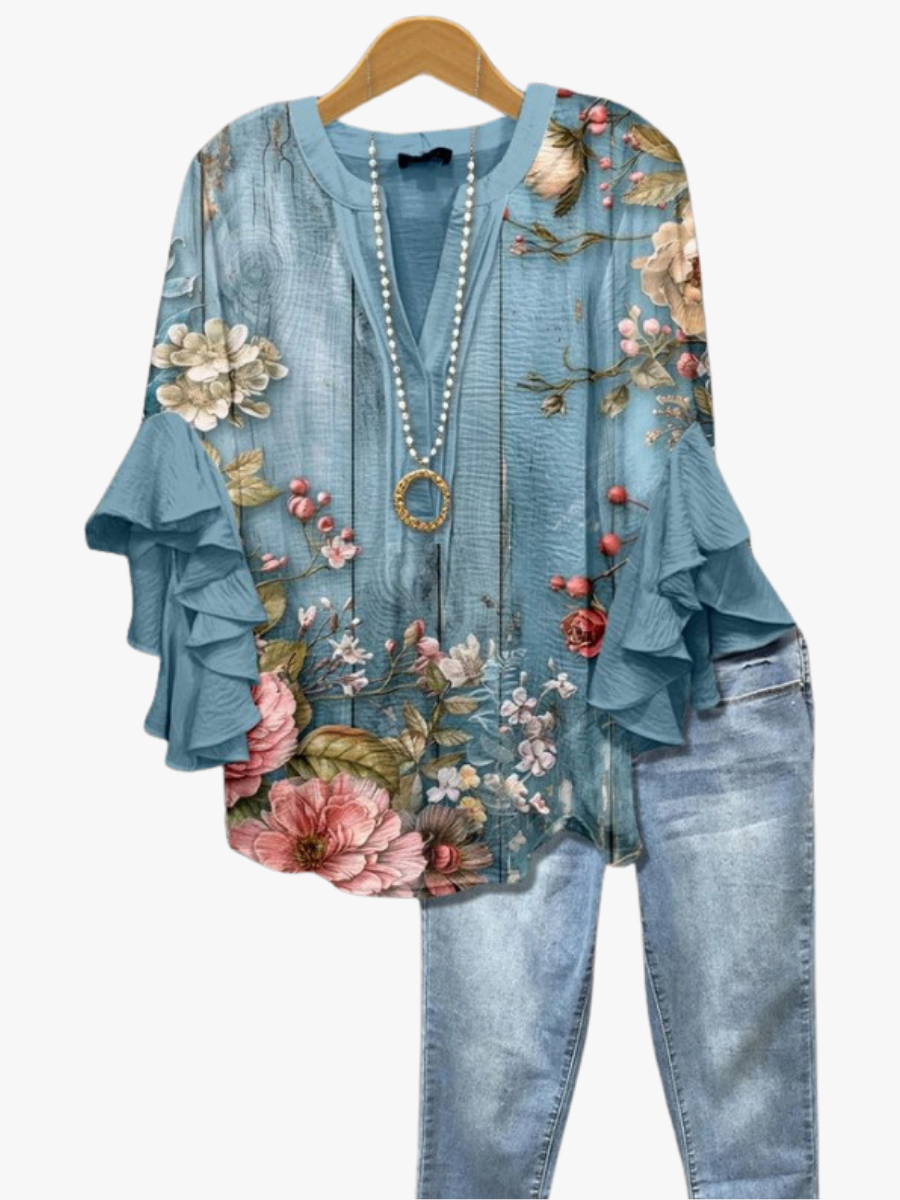Ardyce | Printed Ruffle-Sleeve Blouse