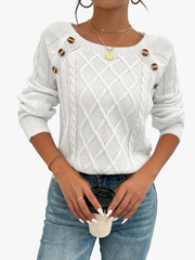 Midori | Diamond-Knit Button-Shoulder Jumper