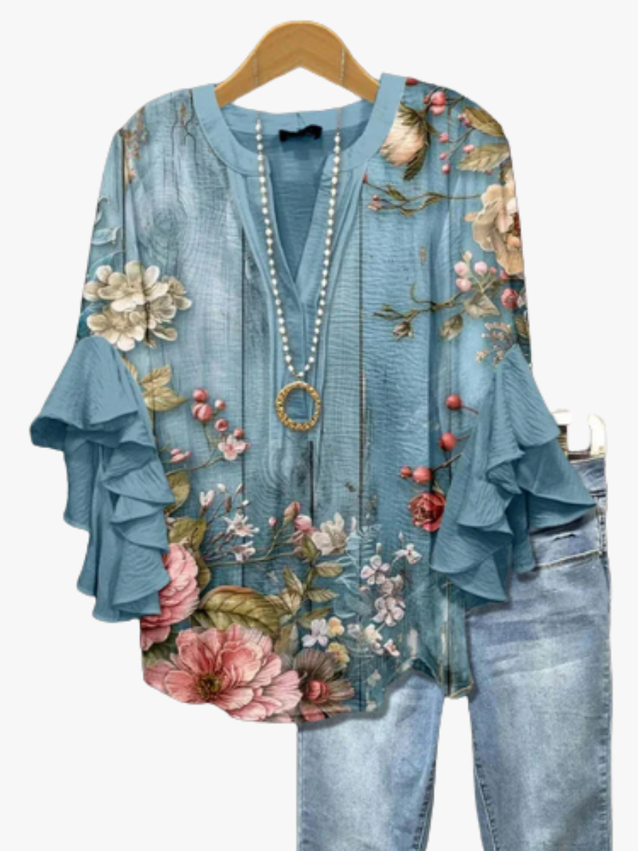 Ardyce | Printed Ruffle-Sleeve Blouse