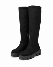 Domitilla stretch-shaft platform boots in black