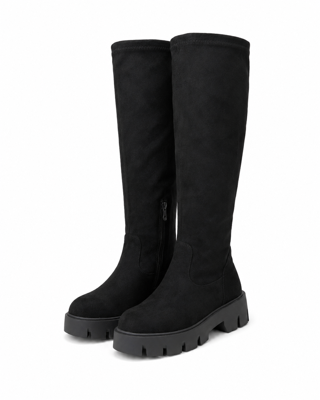 Domitilla stretch-shaft platform boots in black