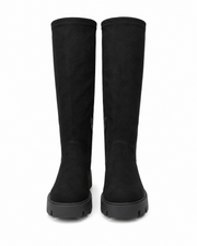 Domitilla stretch-shaft platform boots in black