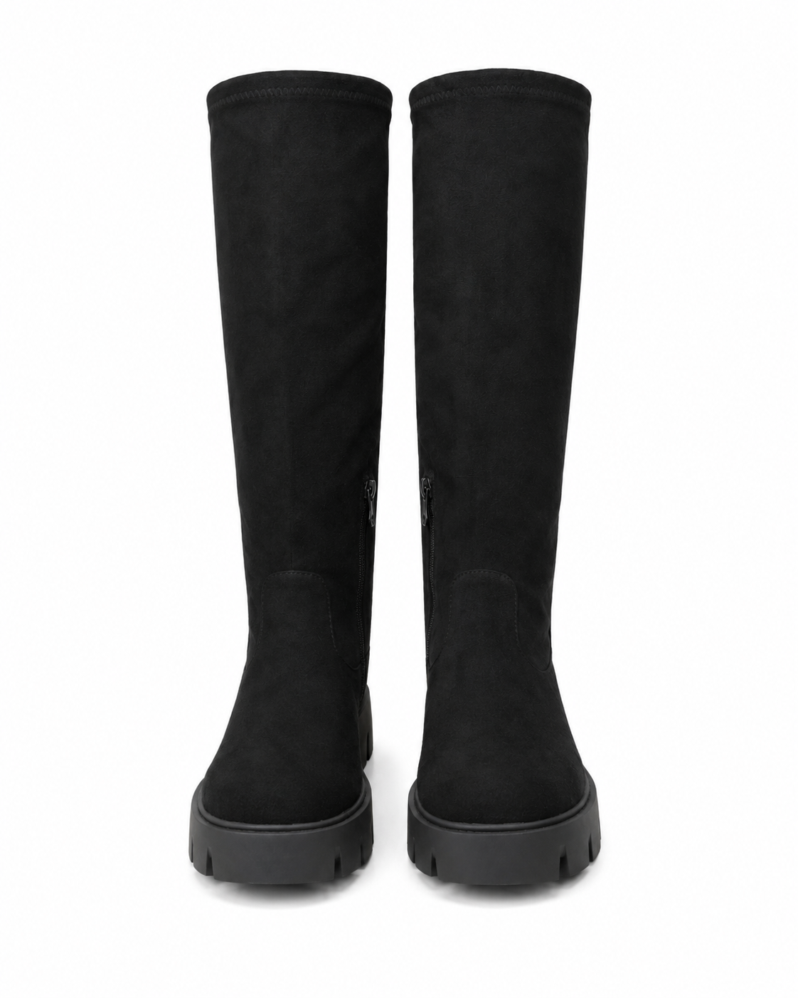 Domitilla stretch-shaft platform boots in black