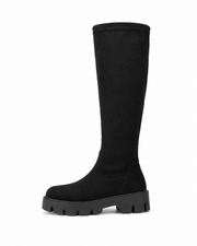 Domitilla stretch-shaft platform boots in black