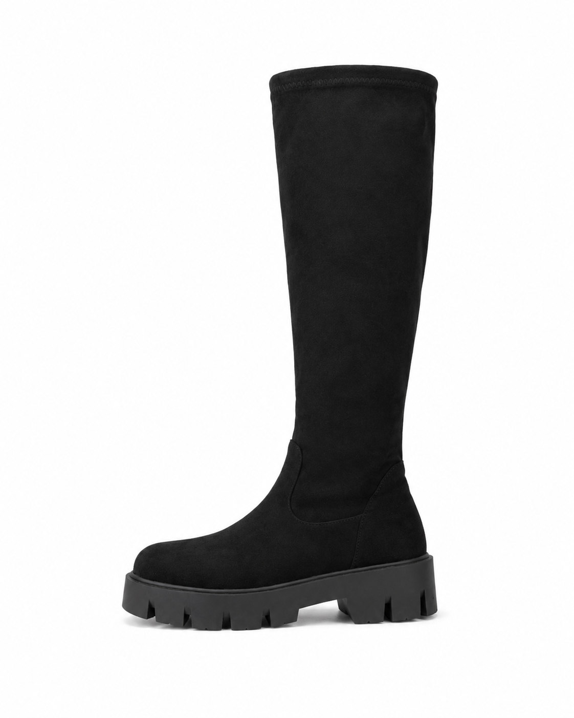Domitilla stretch-shaft platform boots in black