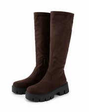 Domitilla stretch-shaft platform boots in brown