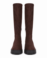 Domitilla stretch-shaft platform boots in brown