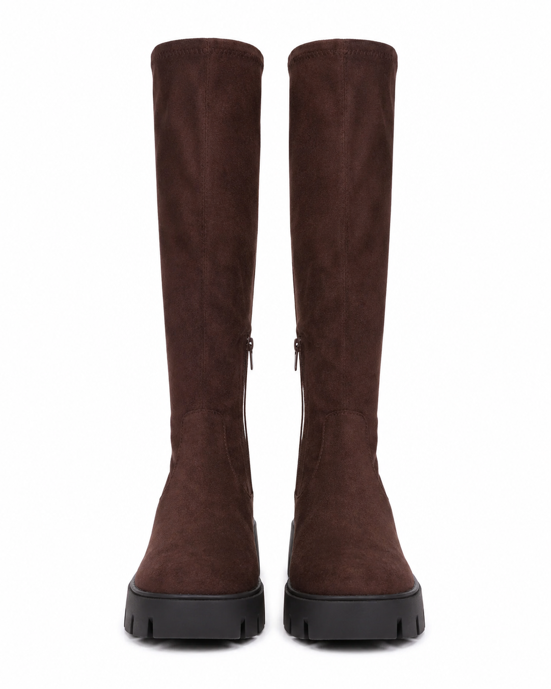 Domitilla stretch-shaft platform boots in brown