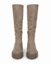 Domitilla stretch-shaft platform boots in tan
