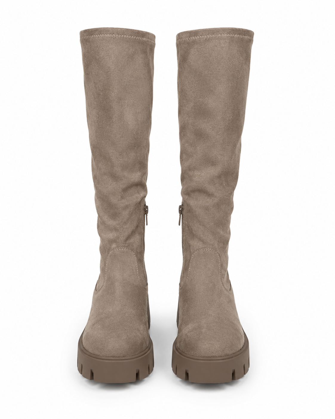 Domitilla stretch-shaft platform boots in tan