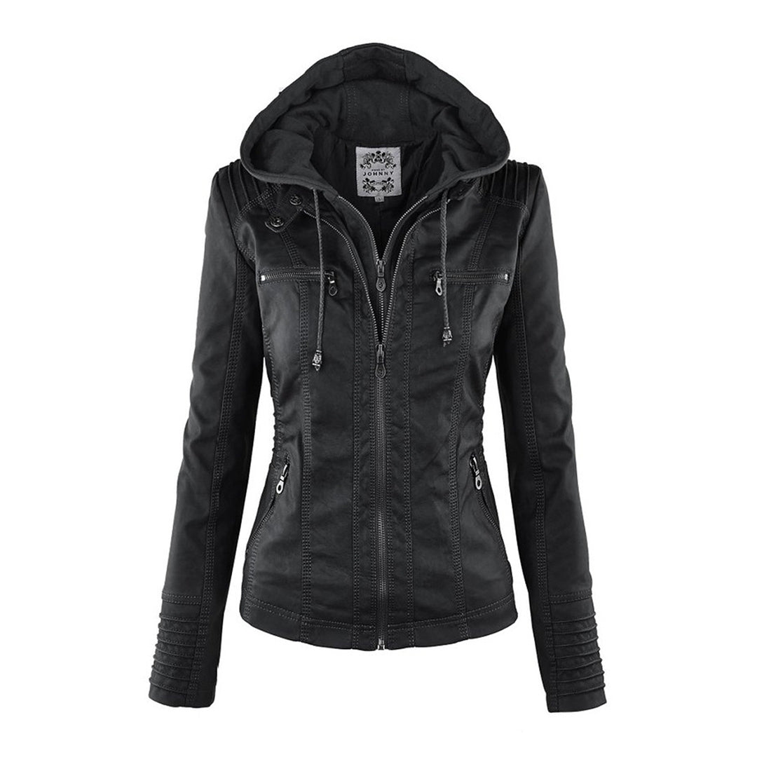 Melangell | Water-Repellent Hooded Zip Jacket in Brown
