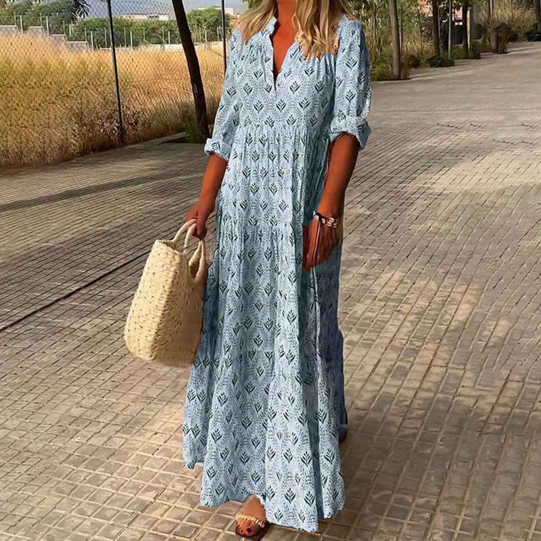 LOUISA | V-NECK FLOWING DRESS