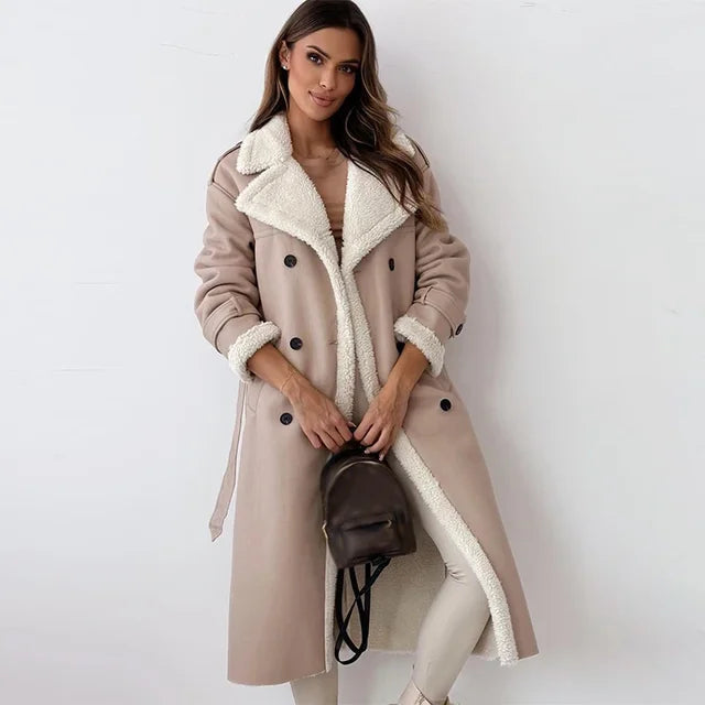Darcie | Contrast-Collar Long Coat