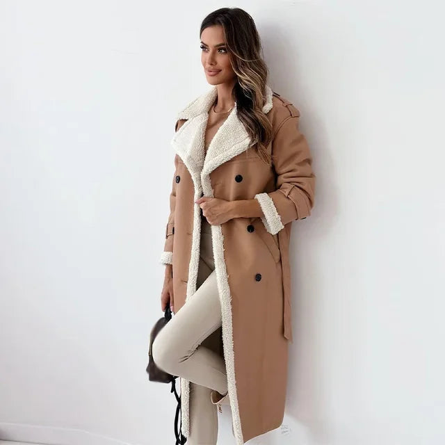 Darcie | Contrast-Collar Long Coat