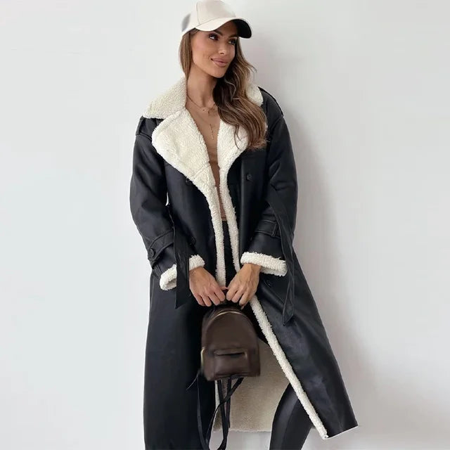 Darcie | Contrast-Collar Long Coat