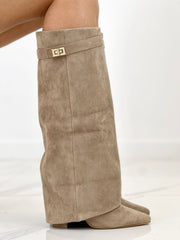 Gudrun high heeled boots in khaki