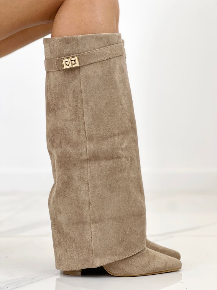 Gudrun high heeled boots in khaki