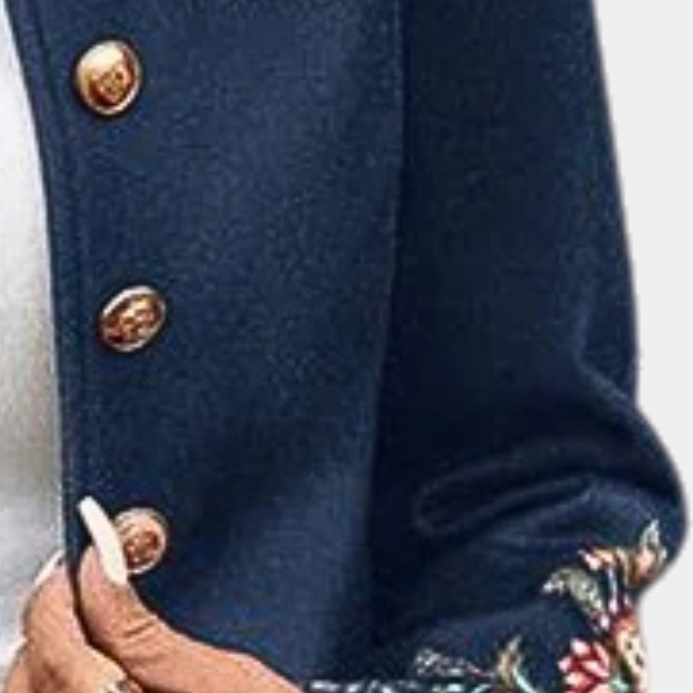 Ketevan | Vintage Floral Embroidered Blazer in Blue