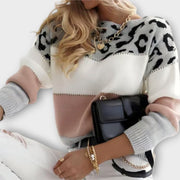 Cheyenne | Grey Jumper With Leopard Design
