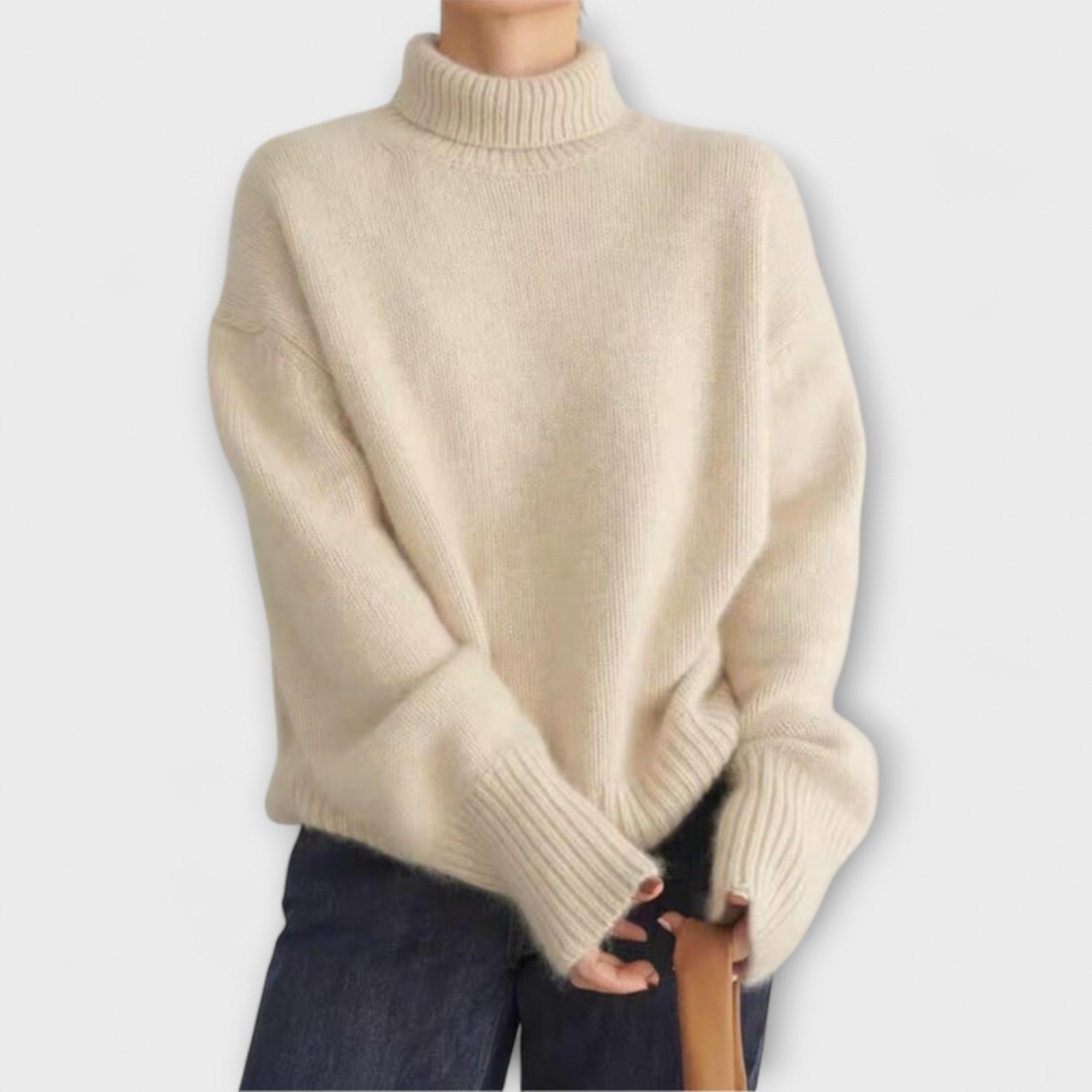 Mera | Cream Cashmere Turtleneck Jumper