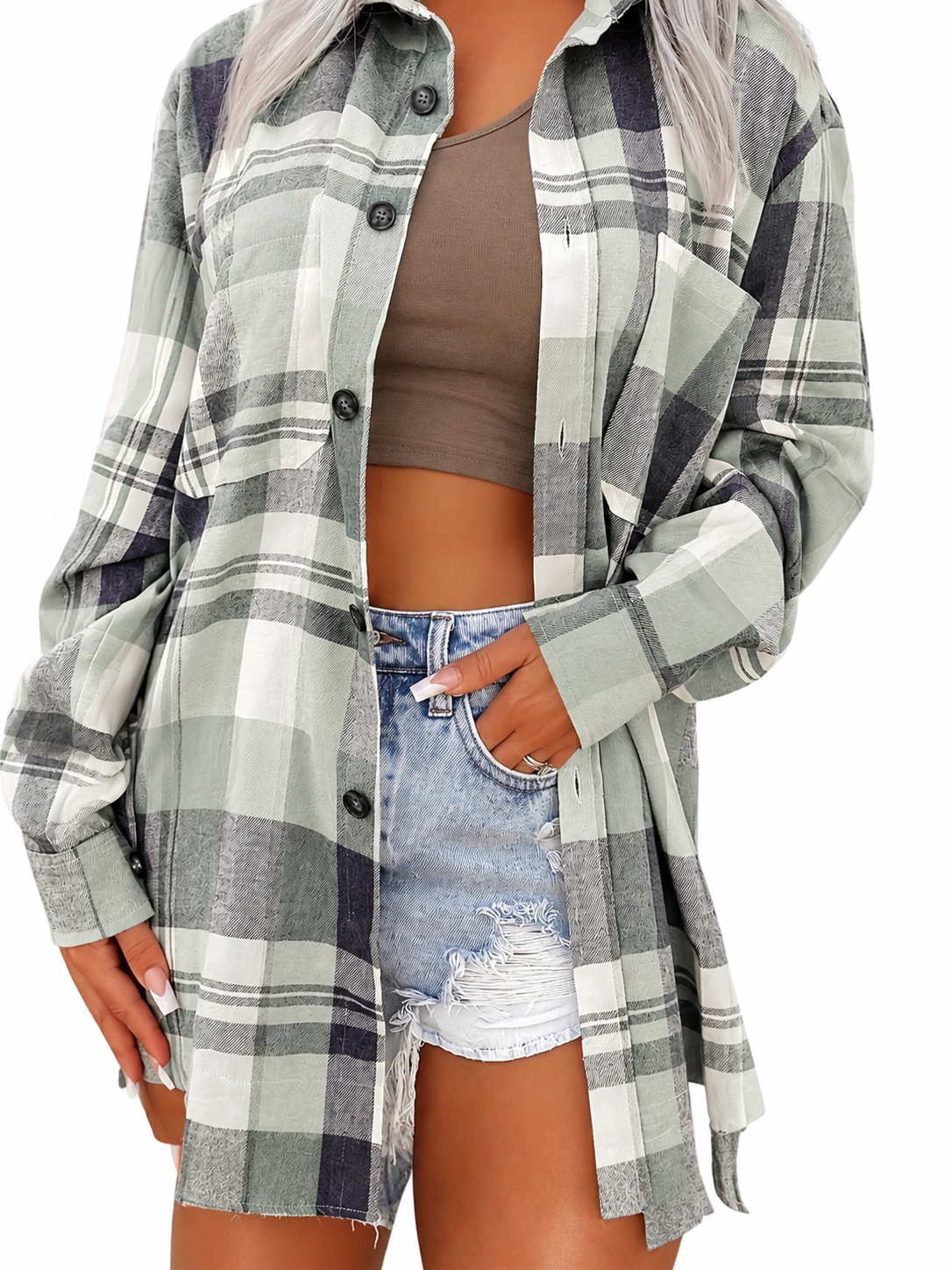 Onita | Checked Longline Shirt