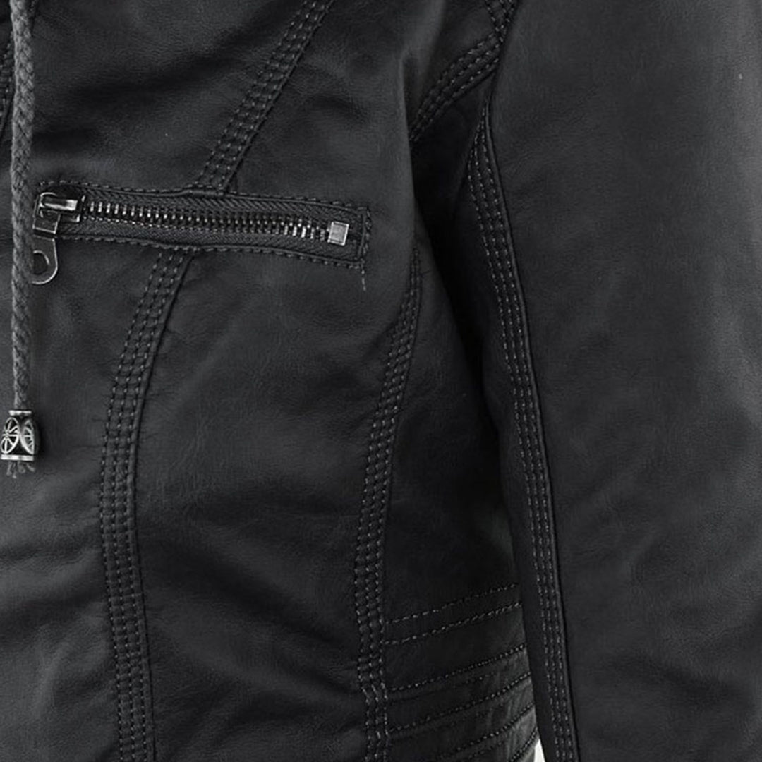 Melangell | Water-Repellent Hooded Zip Jacket in Black