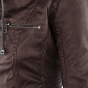Melangell | Water-Repellent Hooded Zip Jacket in Brown