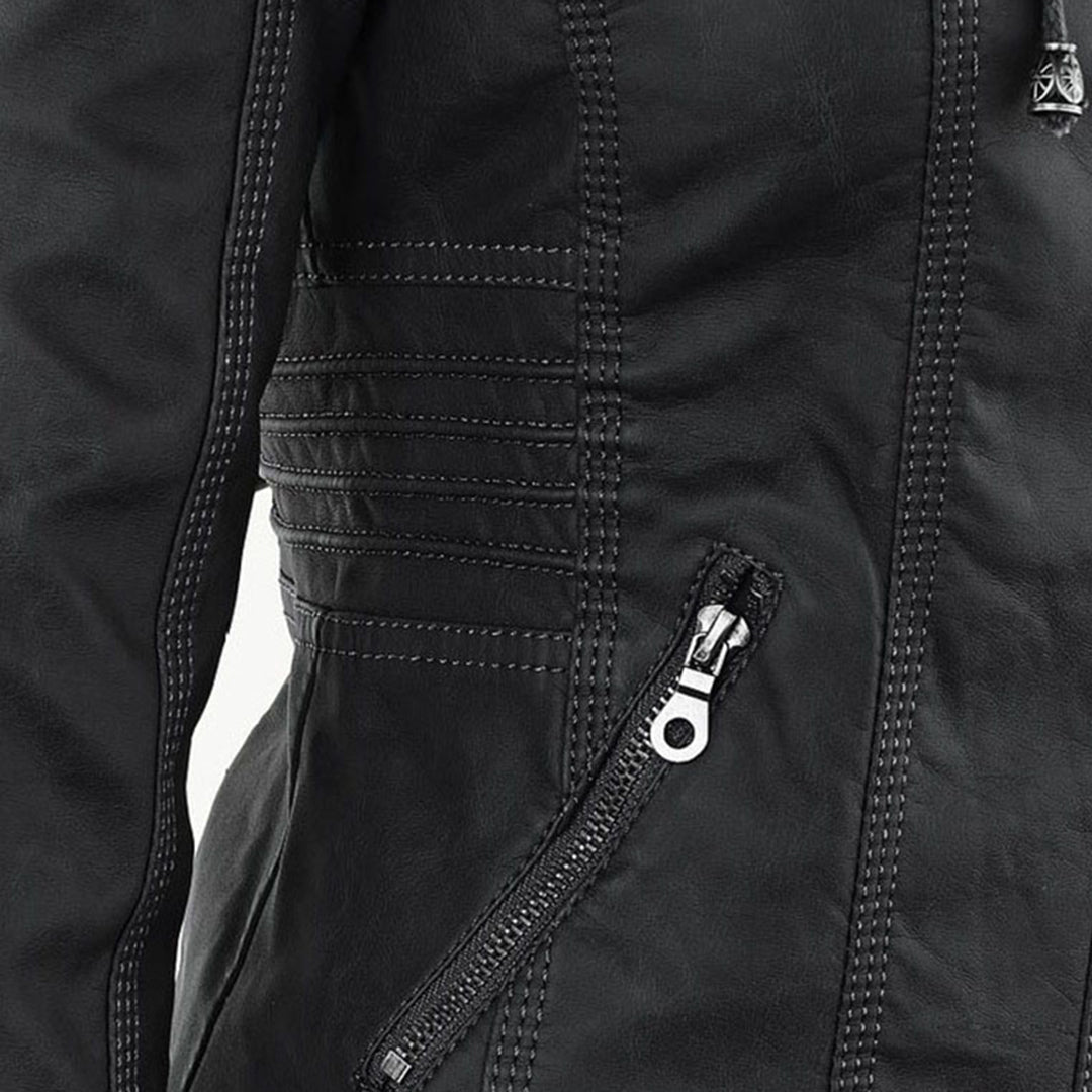 Melangell | Water-Repellent Hooded Zip Jacket in Black