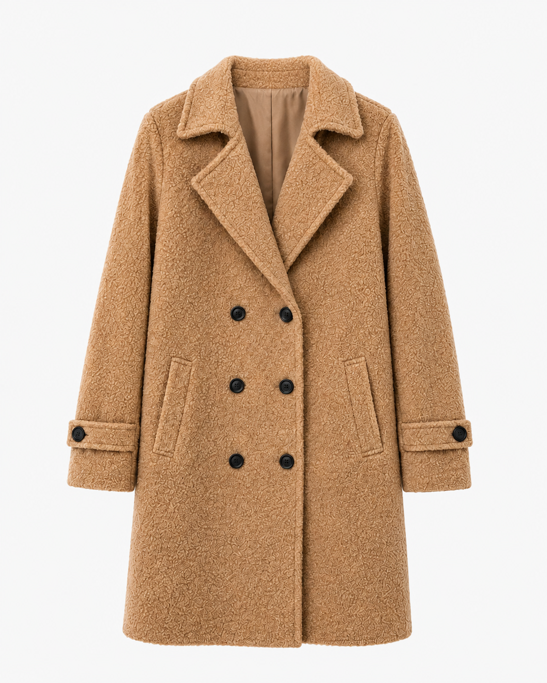 Fabienne double-breasted coat in camel