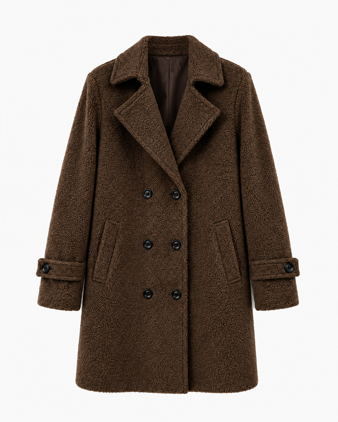 Fabienne double-breasted coat in brown