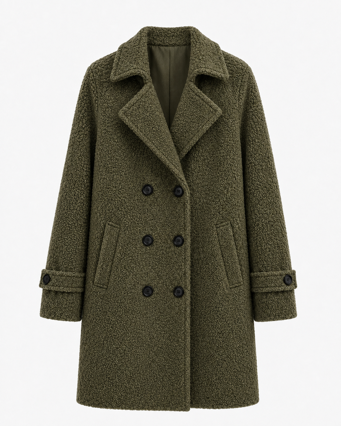 Fabienne double-breasted coat in army green