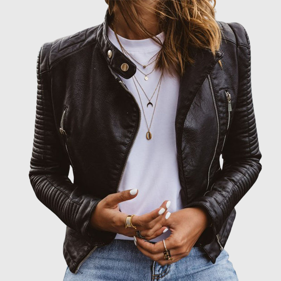 JANET | LEATHER POCKET-DETAIL JACKET