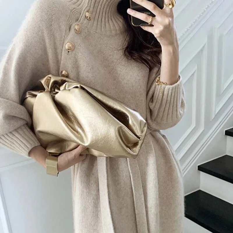 EVELIA | BUTTON-FRONT MIDI DRESS