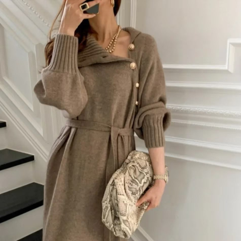EVELIA | BUTTON-FRONT MIDI DRESS