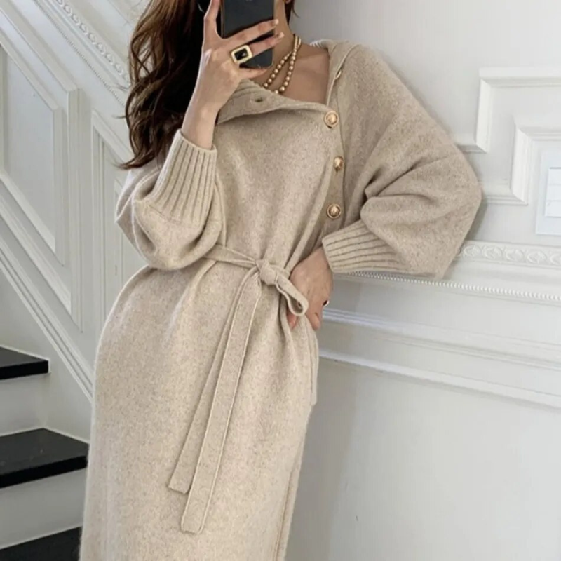 EVELIA | BUTTON-FRONT MIDI DRESS
