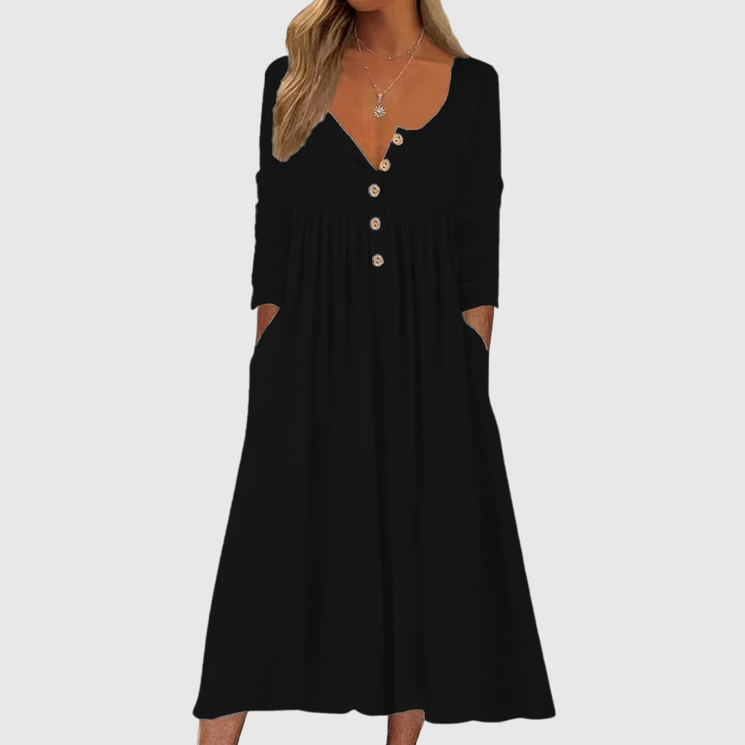 ZARA | BUTTON-FRONT A-LINE MIDI DRESS